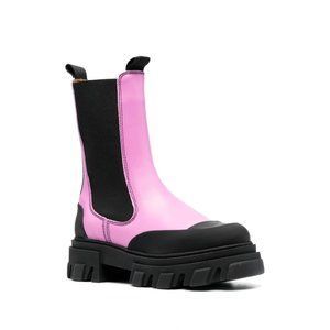 Ganni Lug-sole Midi Chelsea Boots in Pink Size 40 EU | 10 US